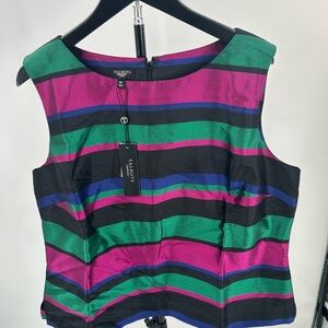 *BUNDLE* 2  NWT Talbots Women's Striped Sleeveless Tops 100% Silk  16P Side zip
